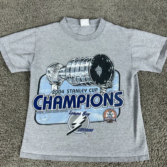 Lee Other - Vintage Tampa Bay lightning Shirt Boys Medium Gray Blue 2004 Stanley Cup Champs
